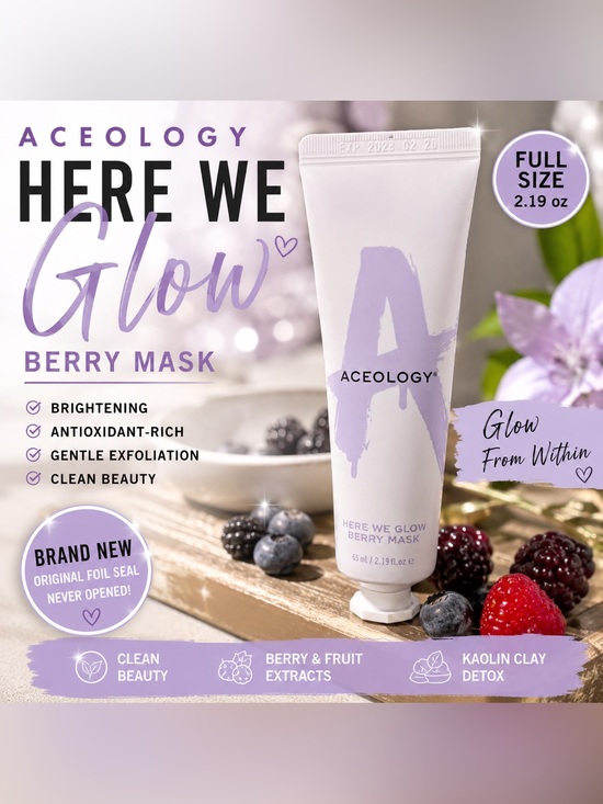 Aceology Other - Aceology Here We Glow Berry Mask 2.19 oz NEW Sealed Brightening Face Mask